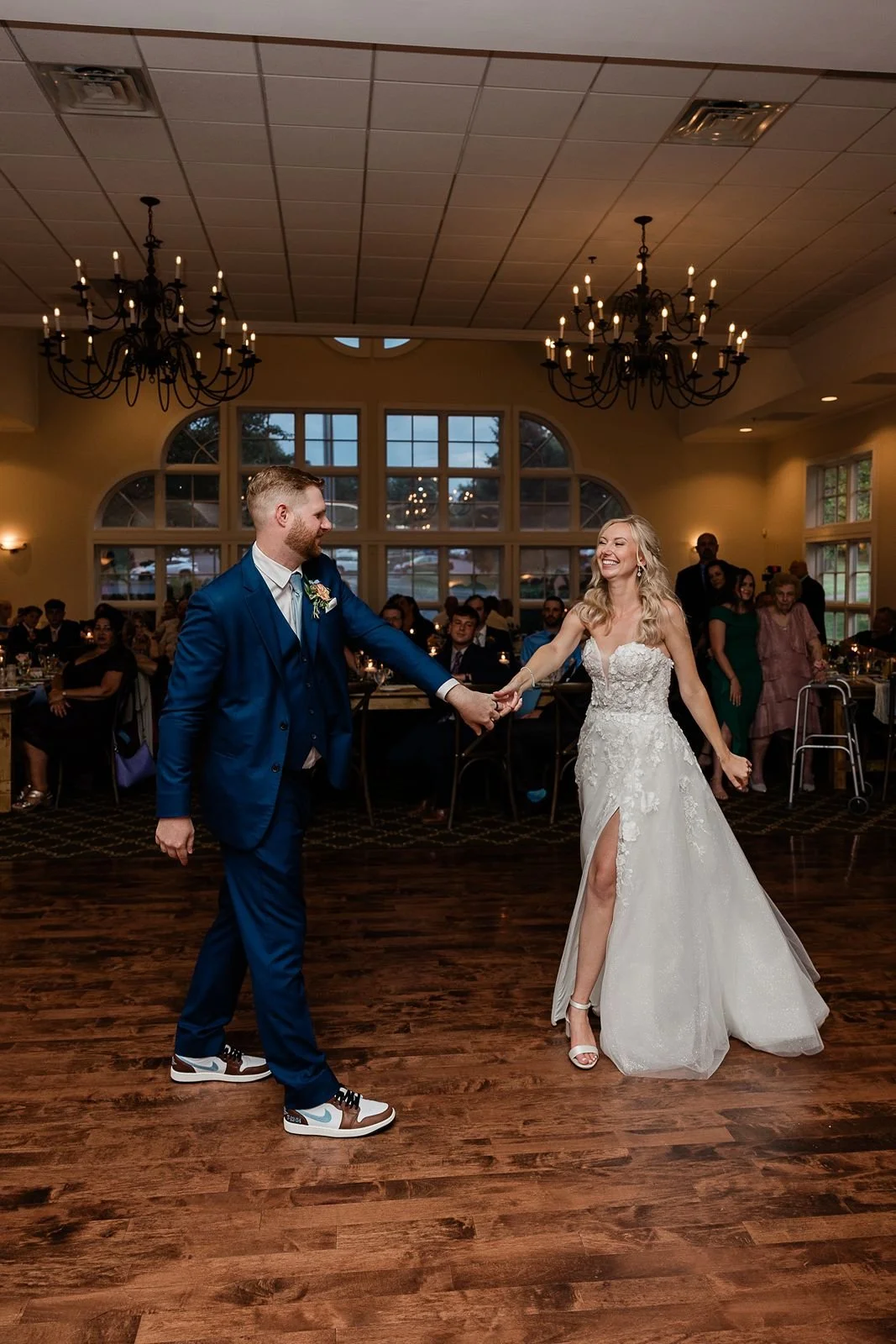 bride and groom share first dance together at Wallkill Golf Club wedding
